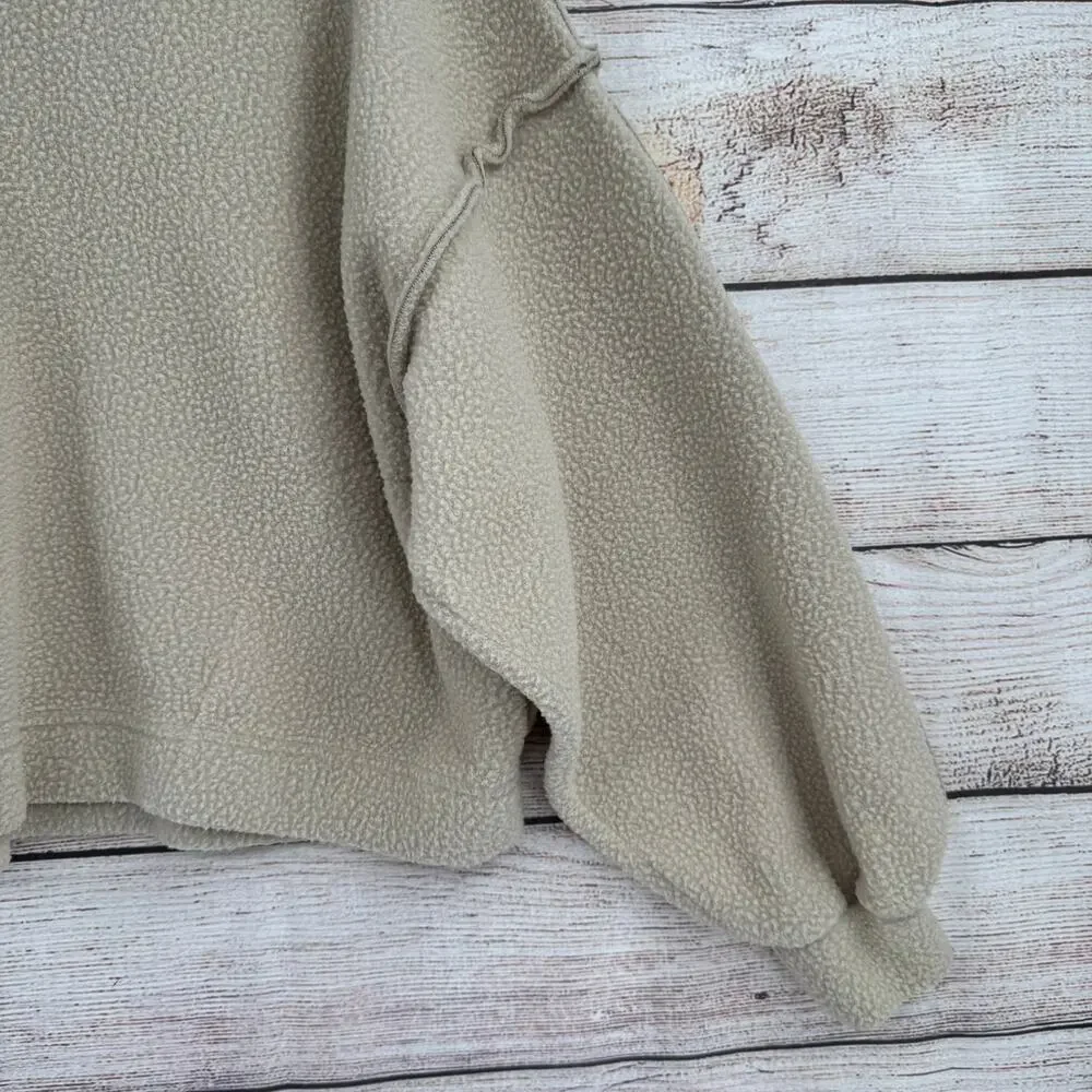 We the Free People Crop Oversize Sherpa Fleece Hoodie Womens XS Beige Boxy